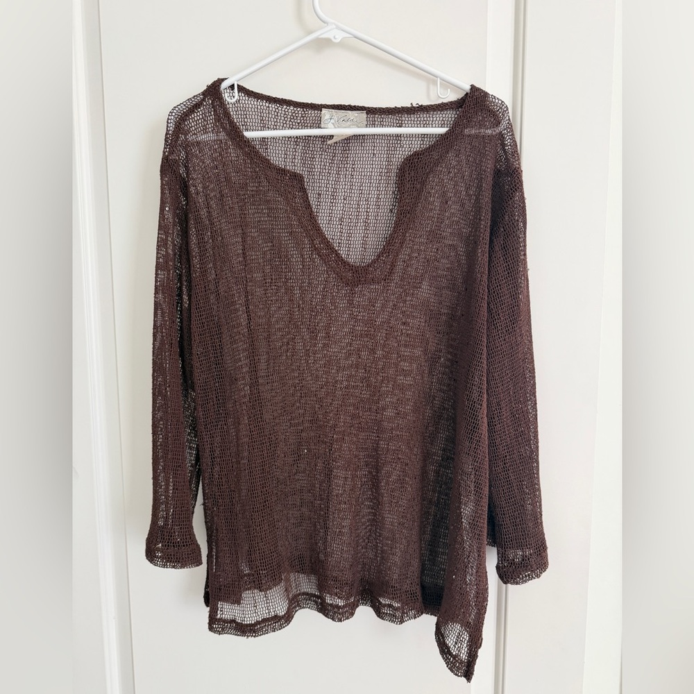J Valdi Elegant Brown Knit Swim Coverup